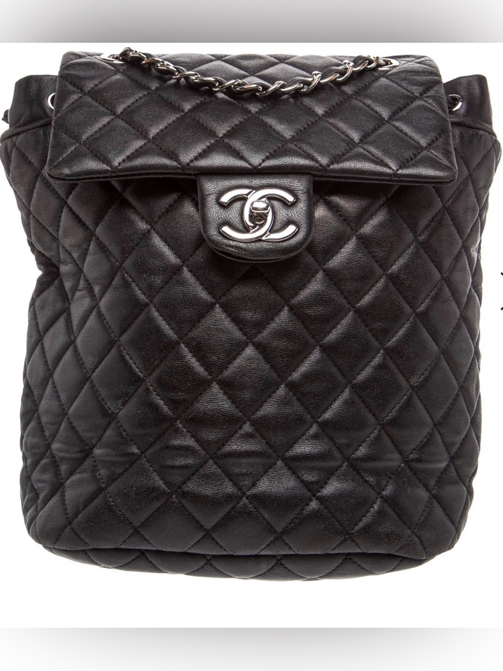 CHANEL Black Silver Calfskin Urban Spirit Backpack Small Duma Flap Classic Cc